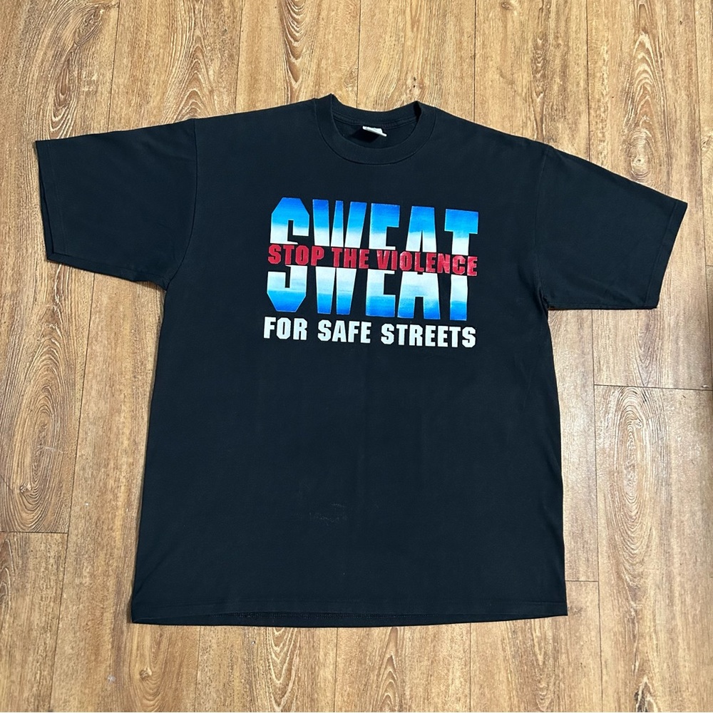 Vintage 1990s Jerzees Stop The Violence Graphic Print T-shirt Men’s XL USA Black